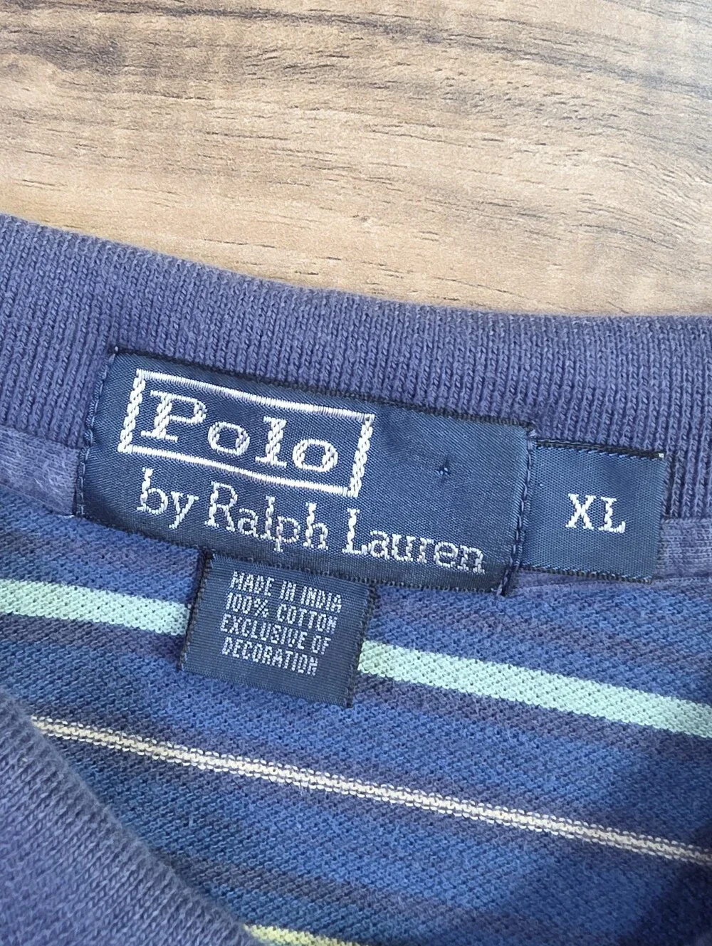 Vintage 90s Polo Ralph Lauren Striped Short Sleeve Polo Shirt Blue XL Men's
